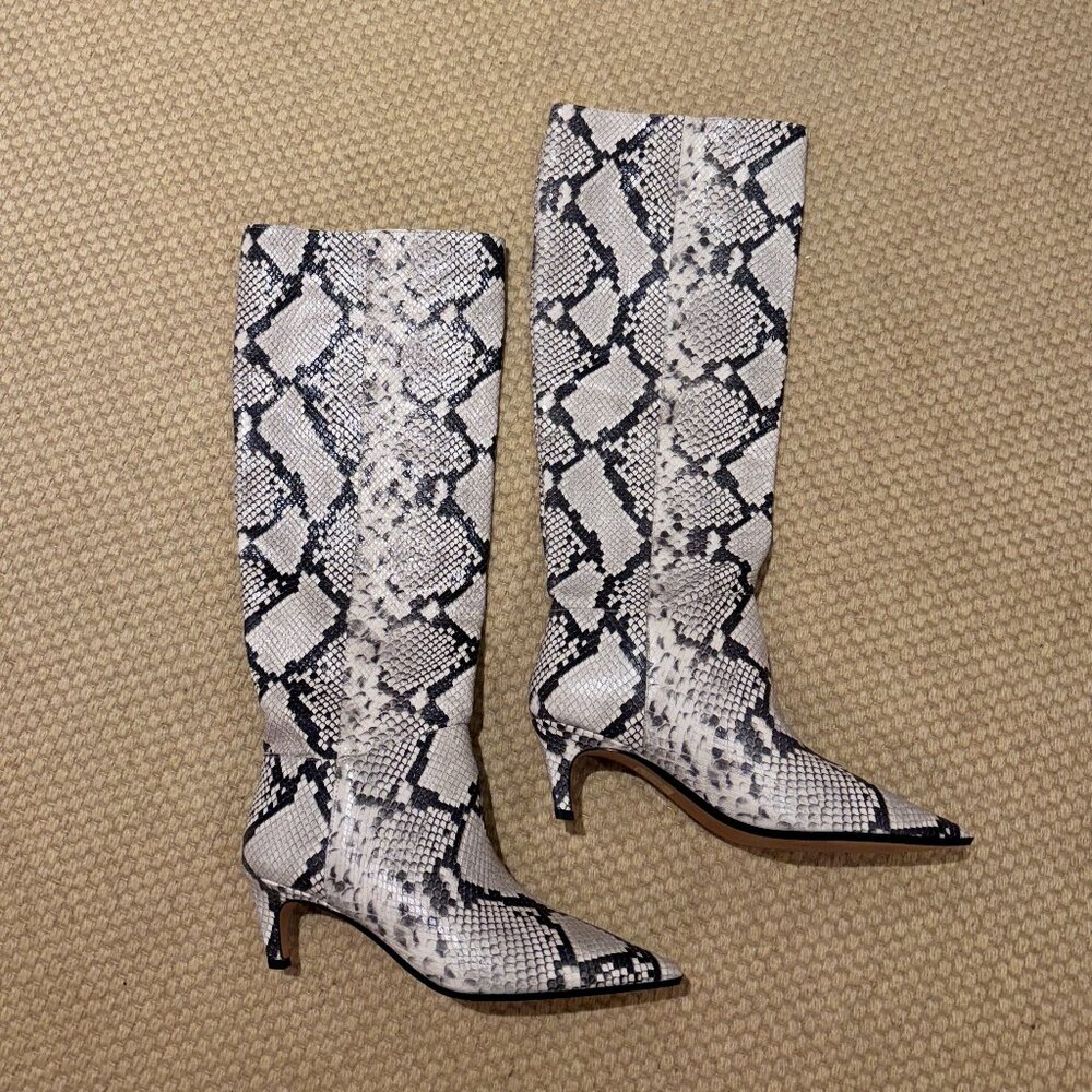 NWOT J. Crew Stevie Snakeskin Leather Kitten Heel Tall Boots sz 8.5